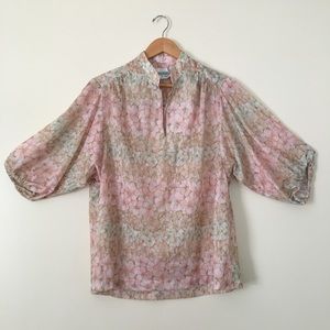 Vintage Silky Hydrangea Floral Blouse